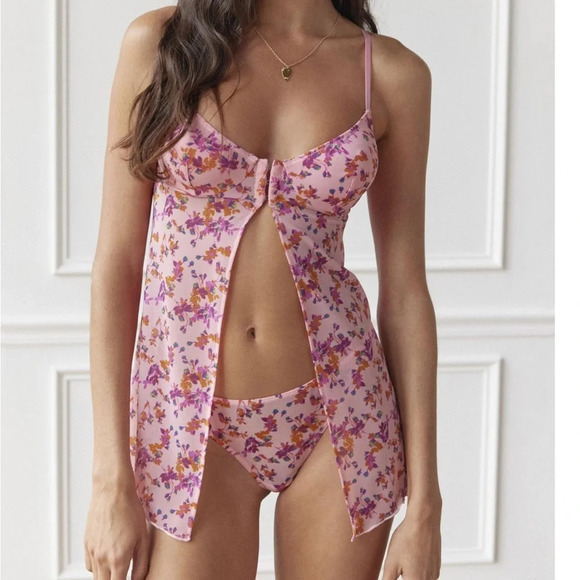 Out From Under Girl Crush Mesh Thong, Pink Floral, XL, NWT - Picture 2 of 10